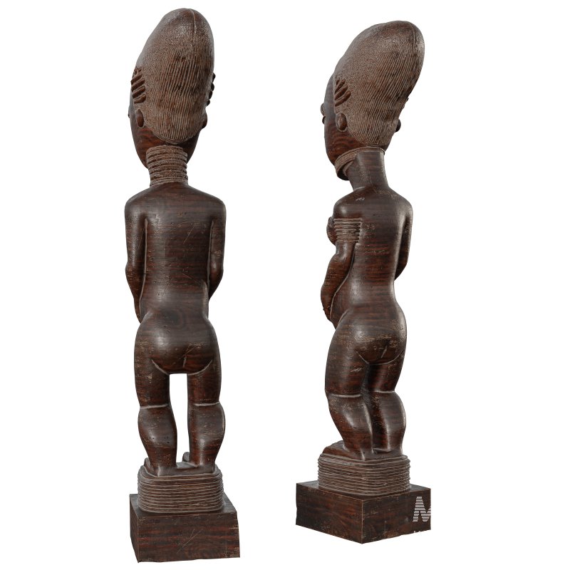 Wooden African Couple Stand Statue - Image 1