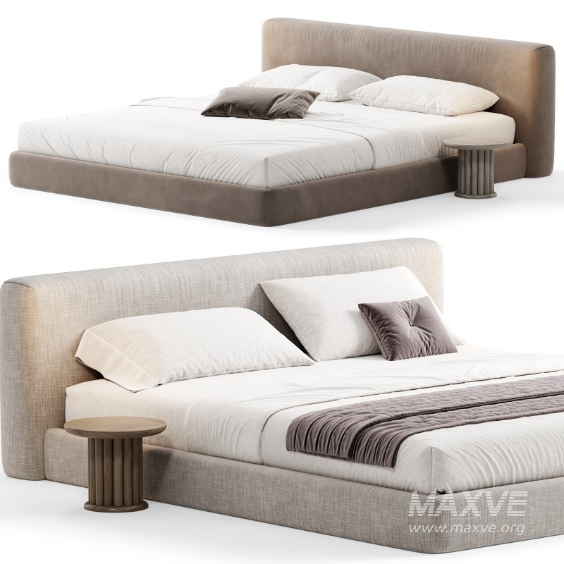 Amabilis Gray Cotton Linen Headboard Bed By Casaspace - Image 2