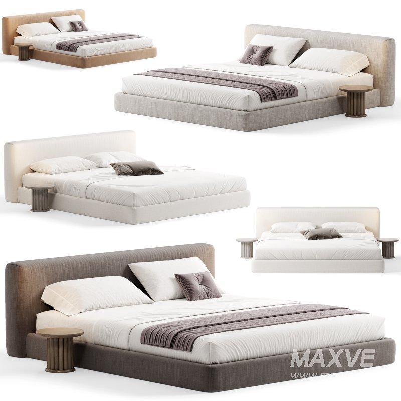 Amabilis Gray Cotton Linen Headboard Bed By Casaspace - Image 3