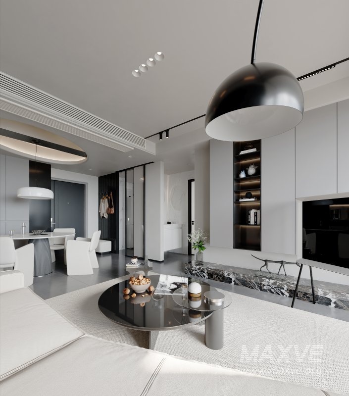 Modern living room and dining room interior scene - Image 6