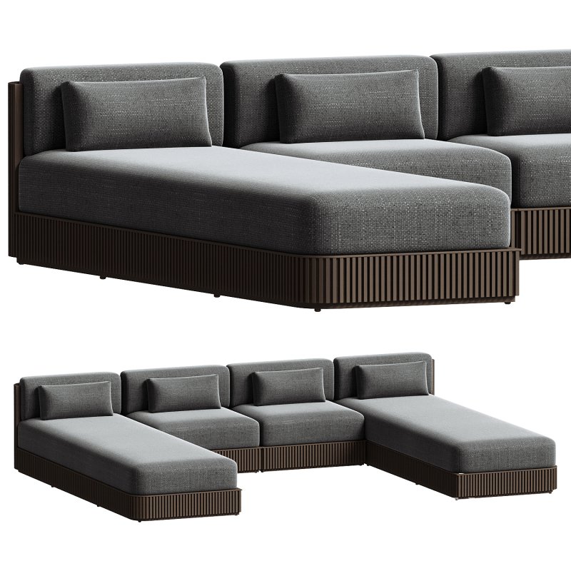 Beaumont Outdoor Four Piece Double Chaise Sectional - Image 3