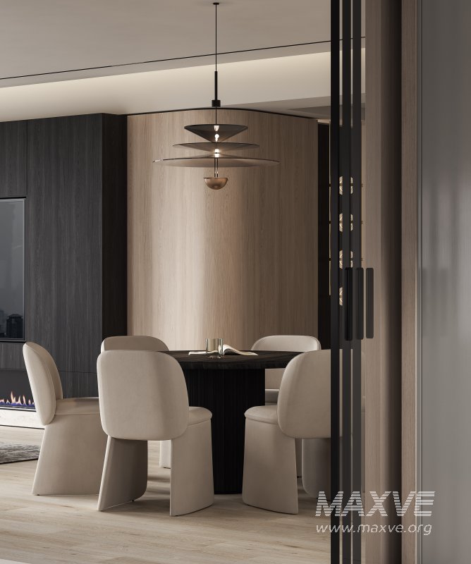 Modern living room and dining room interior scene - Image 8