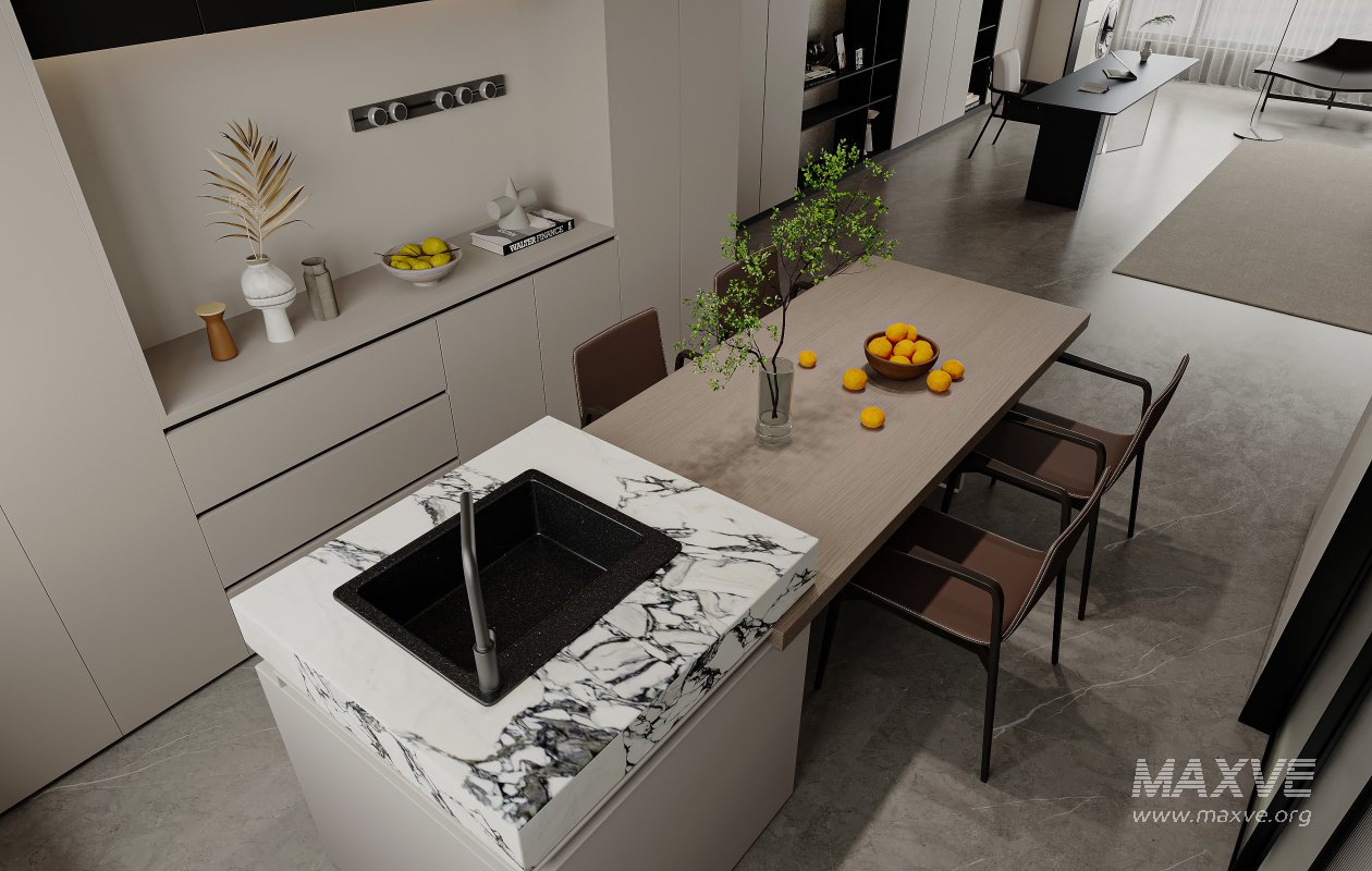 Modern living room and dining room interior scene - Image 5