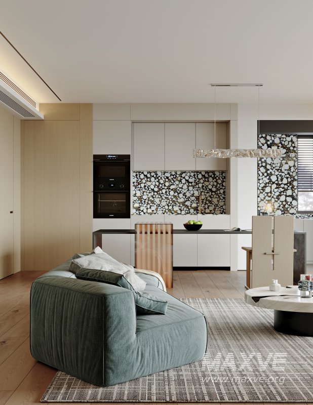 Modern living room and dining room interior scene - Image 6