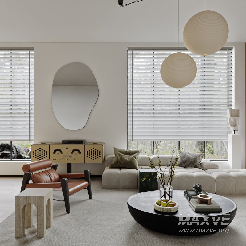 Modern living room and dining room interior scene - Image 2