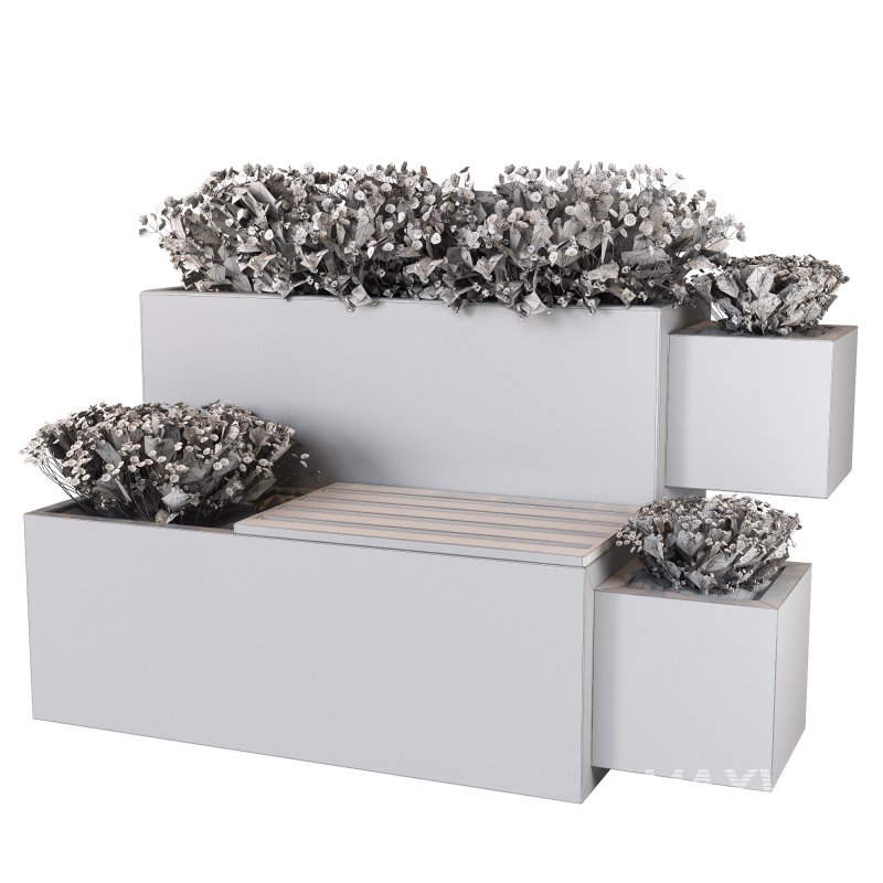 Modern concrete planter bench - Image 3