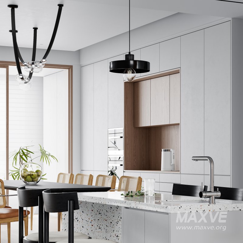 Modern living room and dining room interior scene - Image 1