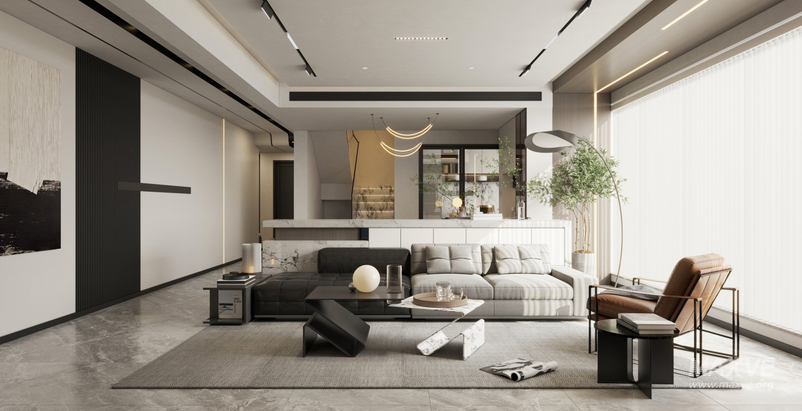 Modern living room and dining room interior scene - Image 3