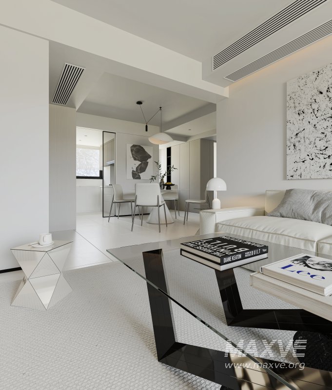 Modern living room and dining room interior scene - Image 8