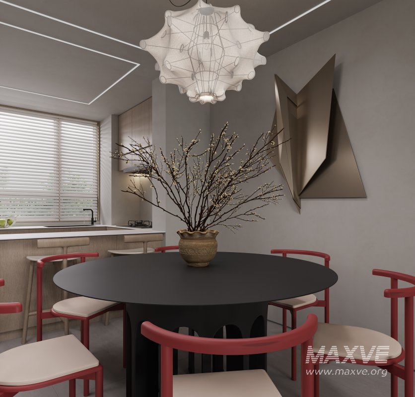 Modern living room and dining room interior scene - Image 11