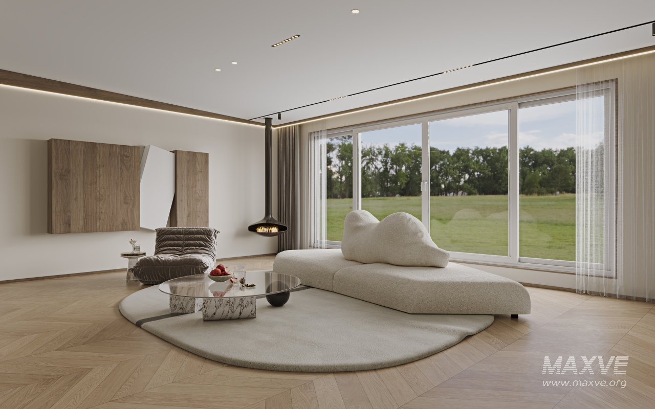 Modern living room and dining room kitchen bedroom interior scene - Image 5