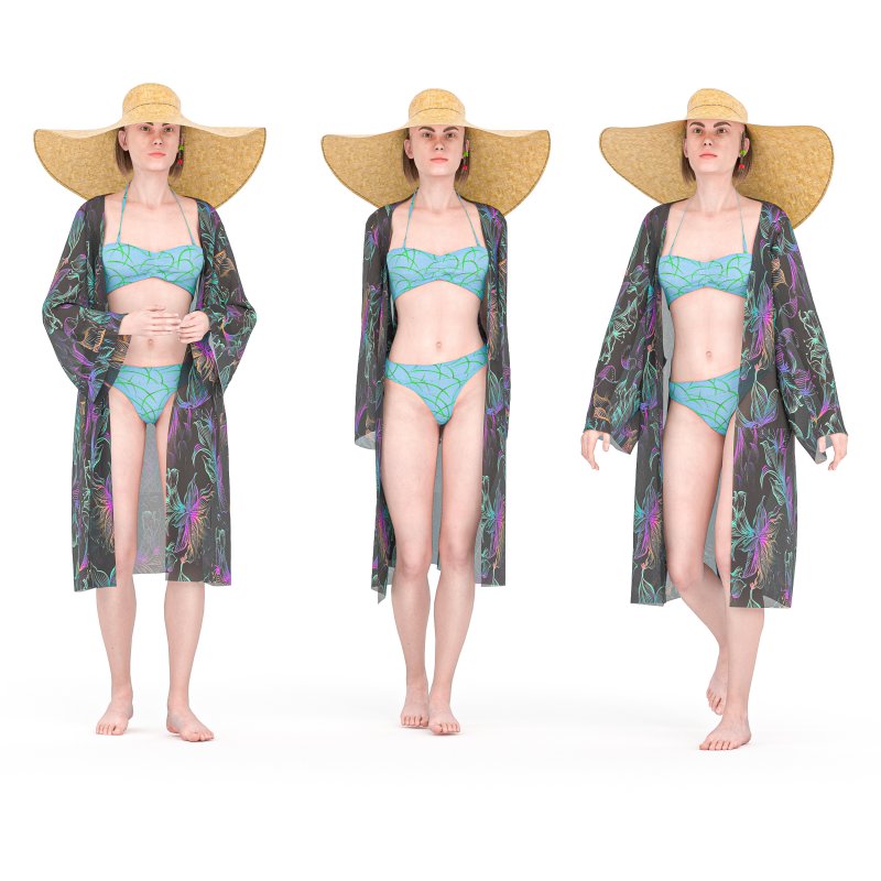 beachwear woman in 3 poses - Image 1