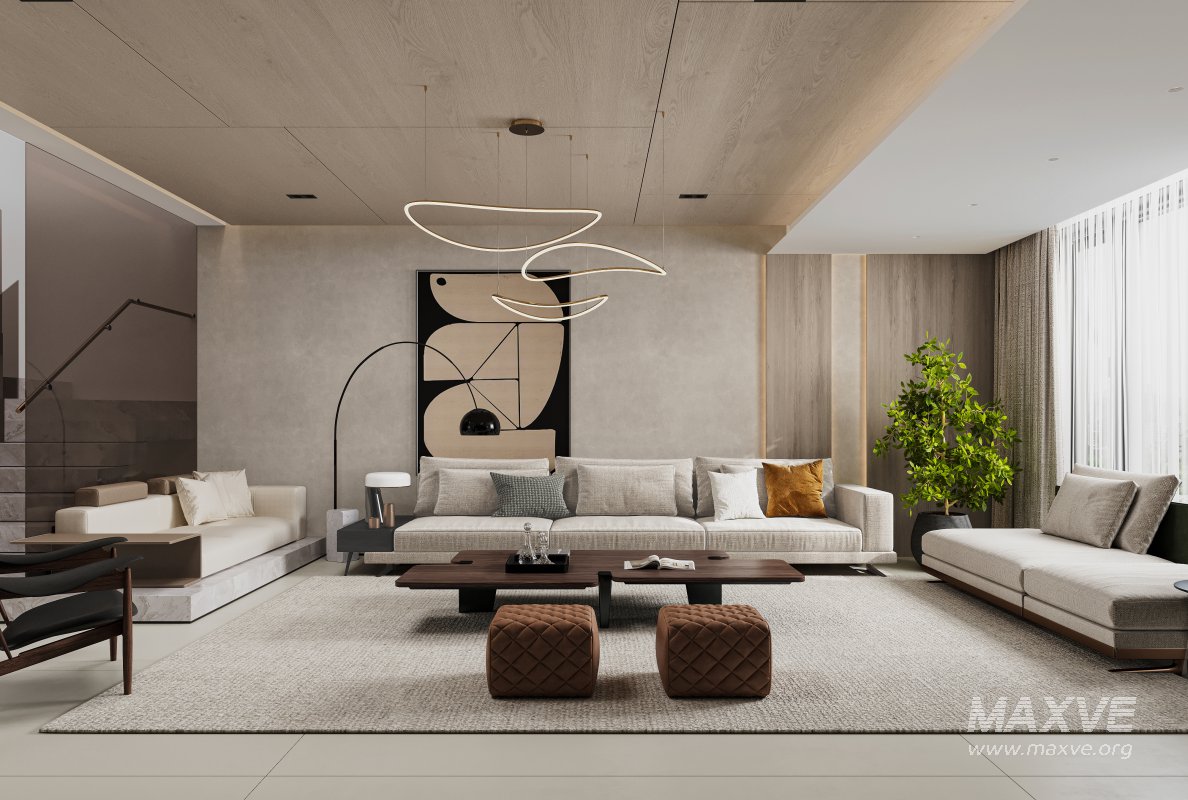 Modern living room and dining room interior scene - Image 8