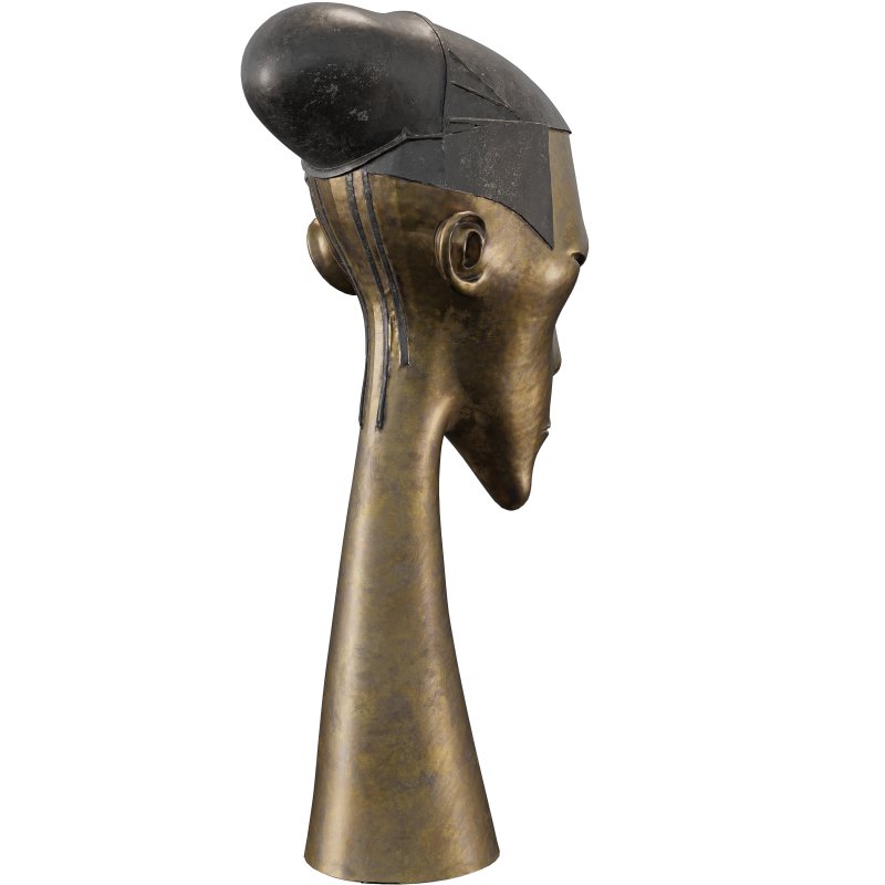 Modern Elongated Head Bronze Sculpture - Image 2