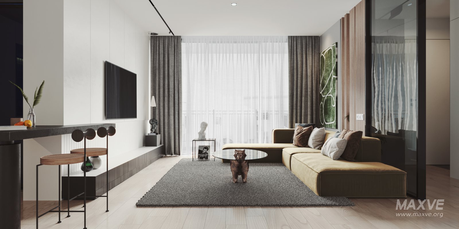 Modern living room and dining room interior scene - Image 3