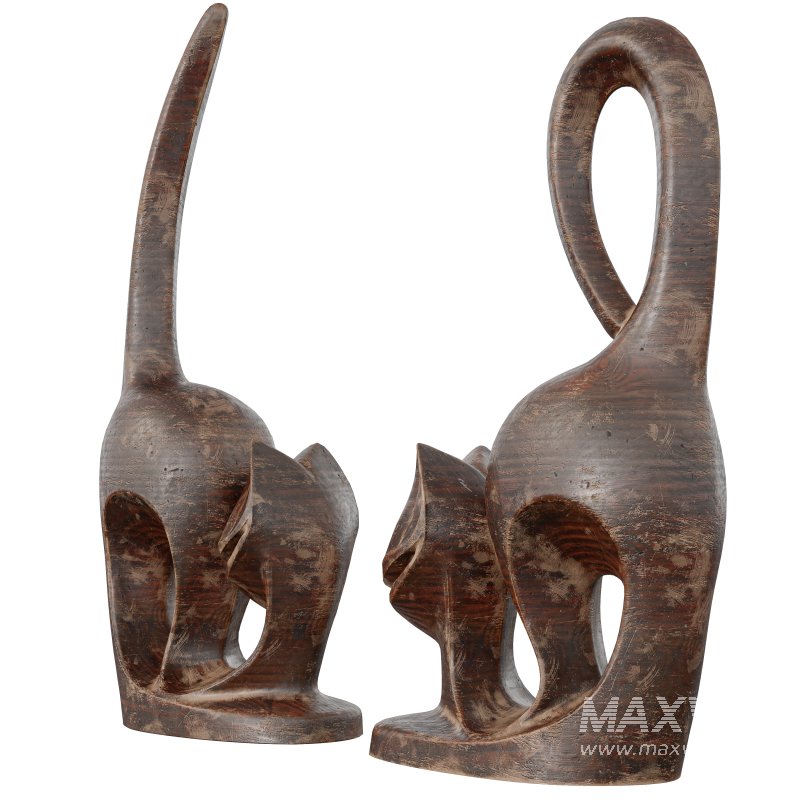 Wooden cats Statue - Image 4