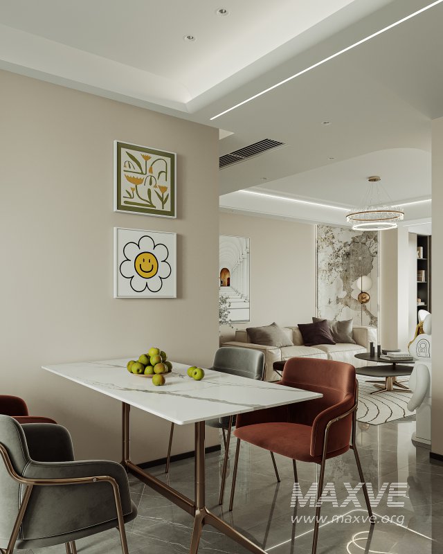 Modern living room and dining room interior scene - Image 6