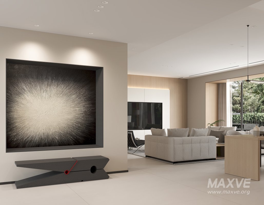 Modern living room and dining room interior scene - Image 2