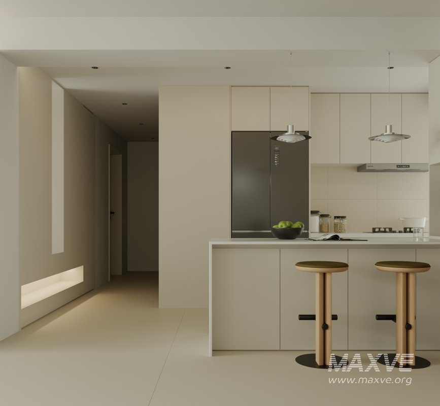 Modern living room and dining room kitchen interior scene - Image 8