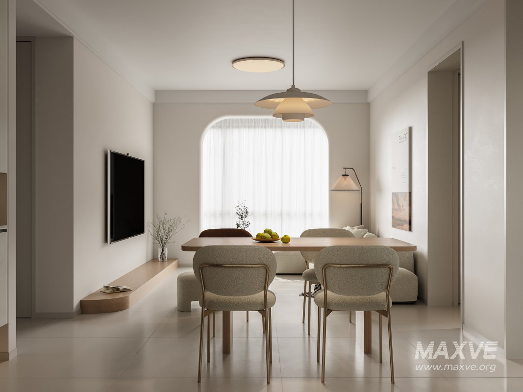 Modern living room and dining room interior scene - Image 1