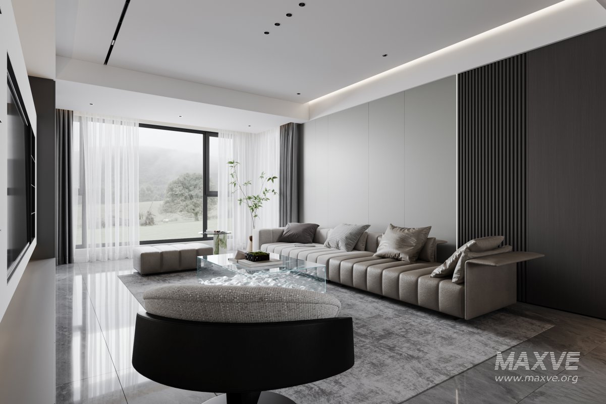 Modern living room and dining room interior scene - Image 4