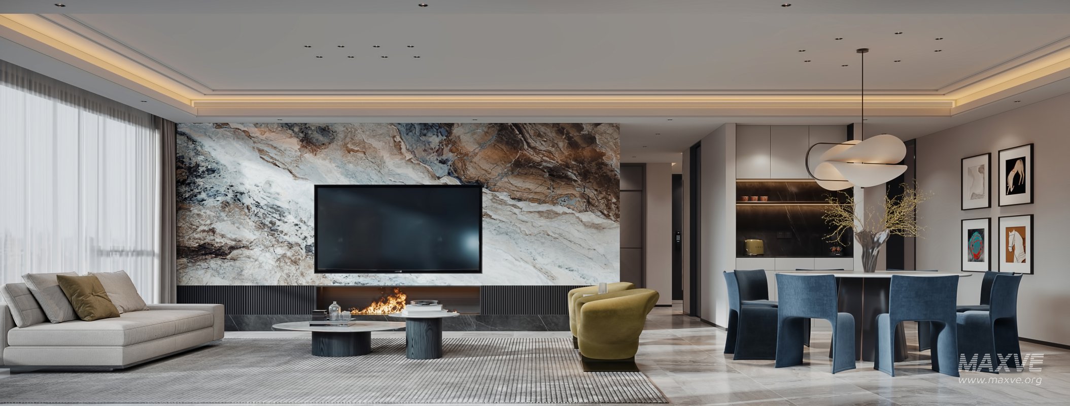 Luxurious living room and dining room - Image 7