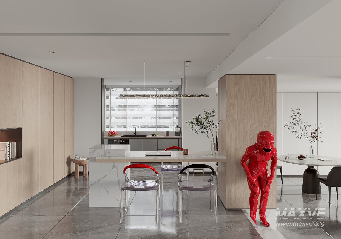 Modern living room and dining room interior scene - Image 1