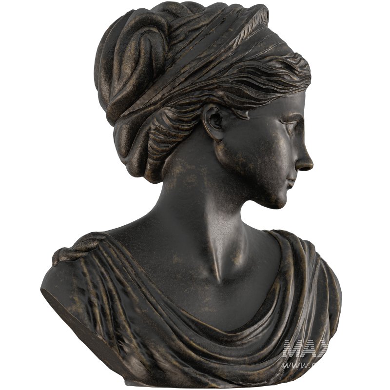 Neoclassical Female Bust with Braided Hair and Diadem - Image 3