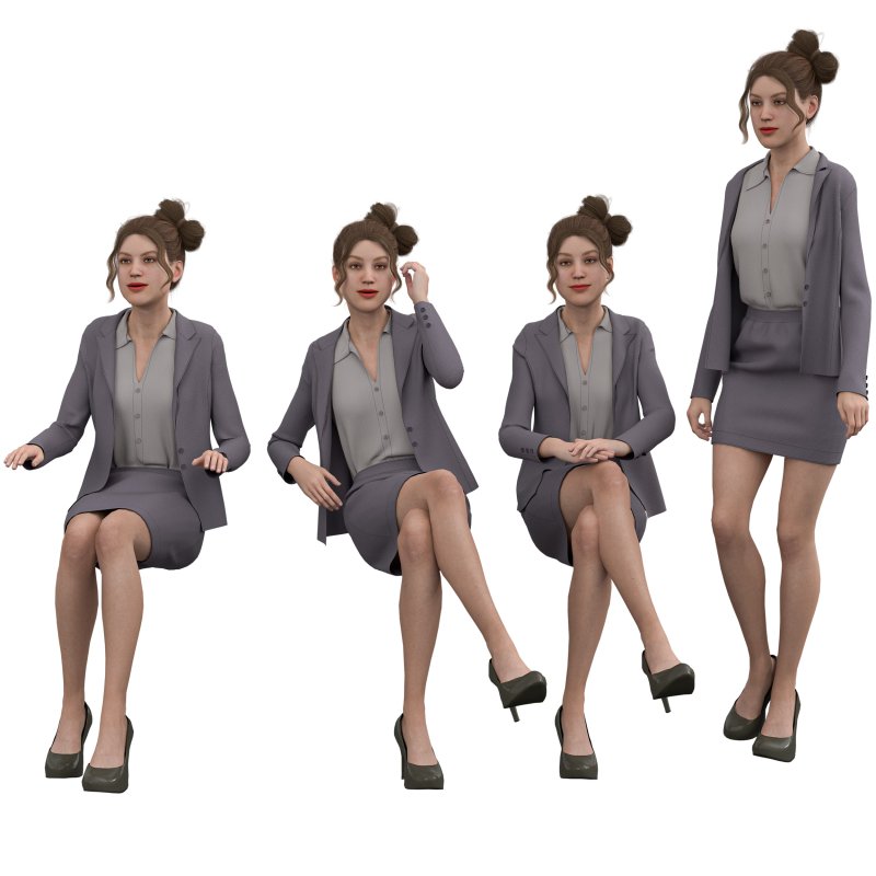 woman skirt suit in 4 poses - Image 1