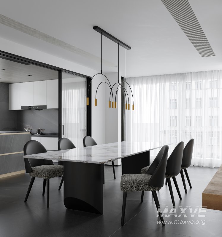 Modern living room and dining room interior scene - Image 10