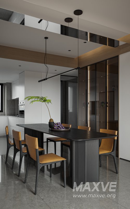 Modern living room and dining room interior scene - Image 8
