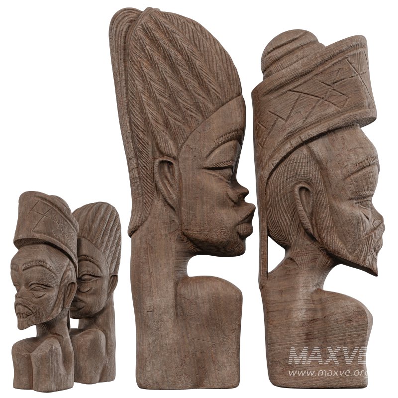 Wooden African Couple Statue 02 - Image 6