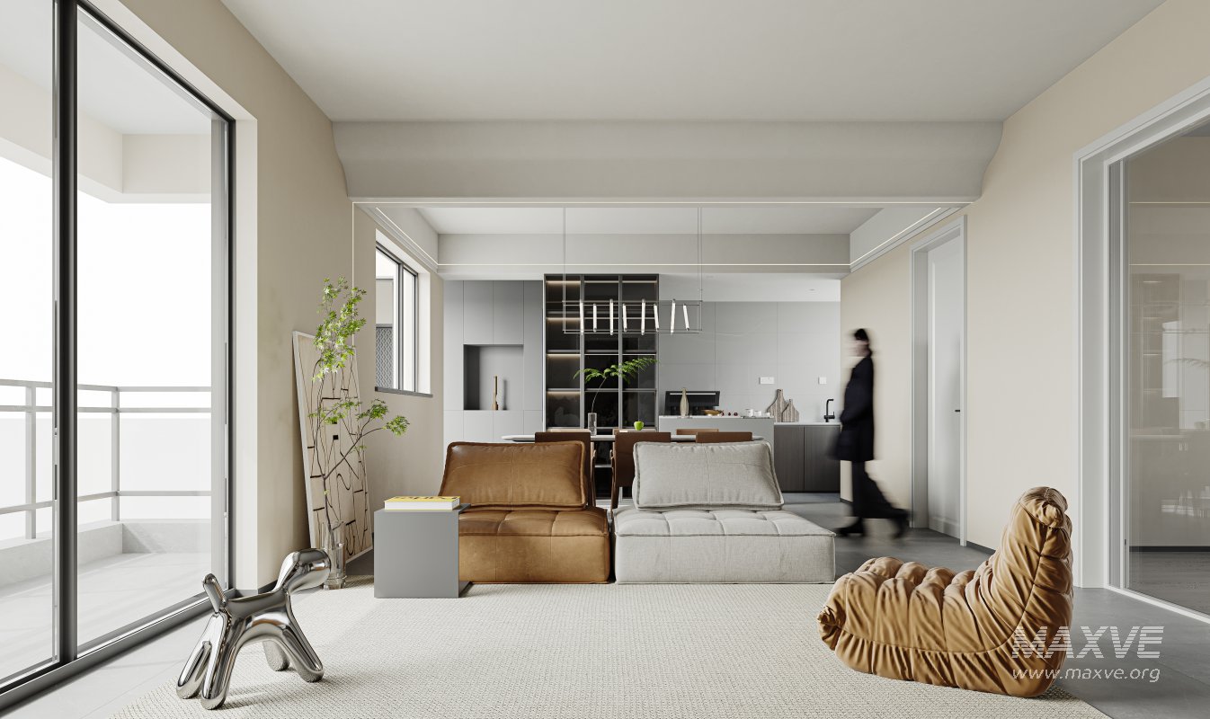 Modern living room and dining room interior scene - Image 7