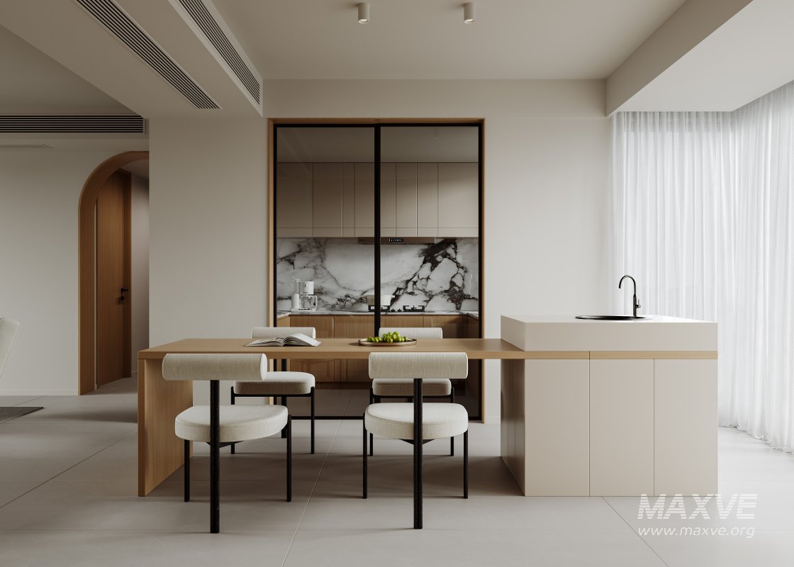 Modern living room and dining room interior scene - Image 2