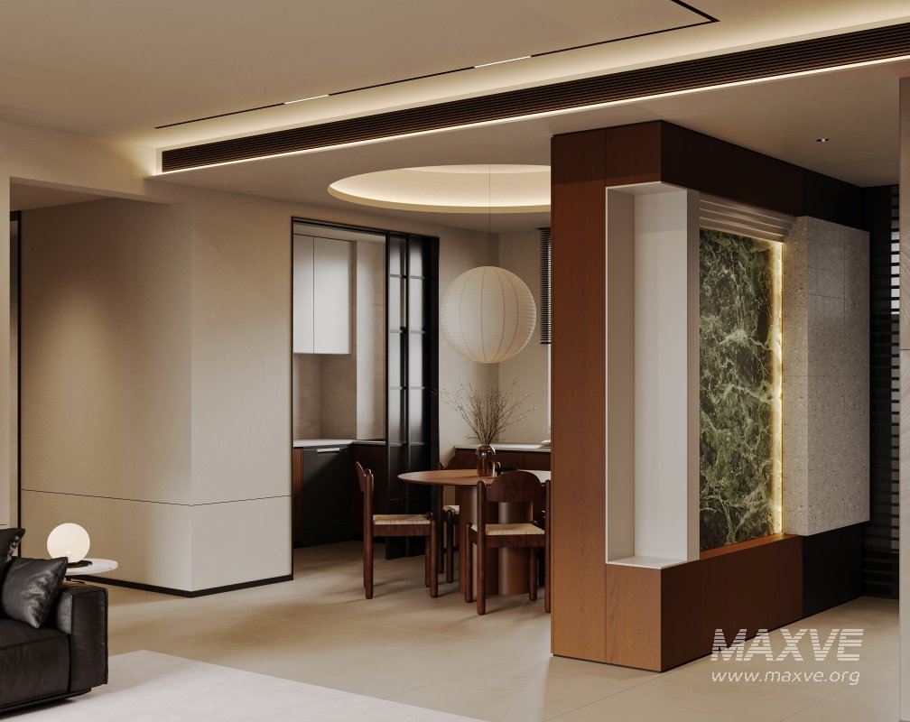 Modern living room and dining room interior scene - Image 1