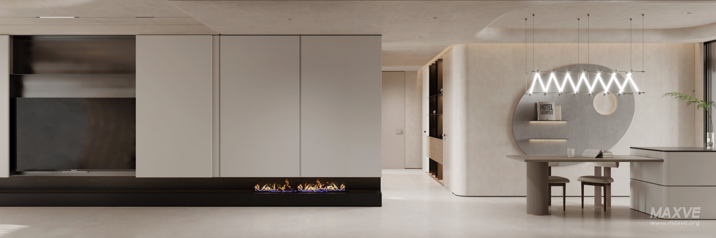 Modern living room and dining room interior scene - Image 4