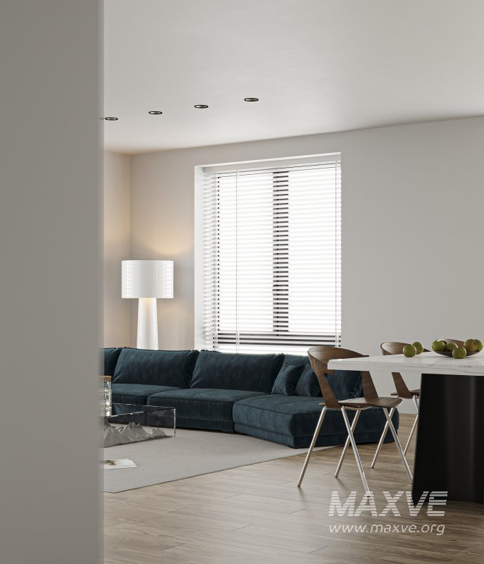 Modern living room and dining room bedroom interior scene - Image 6