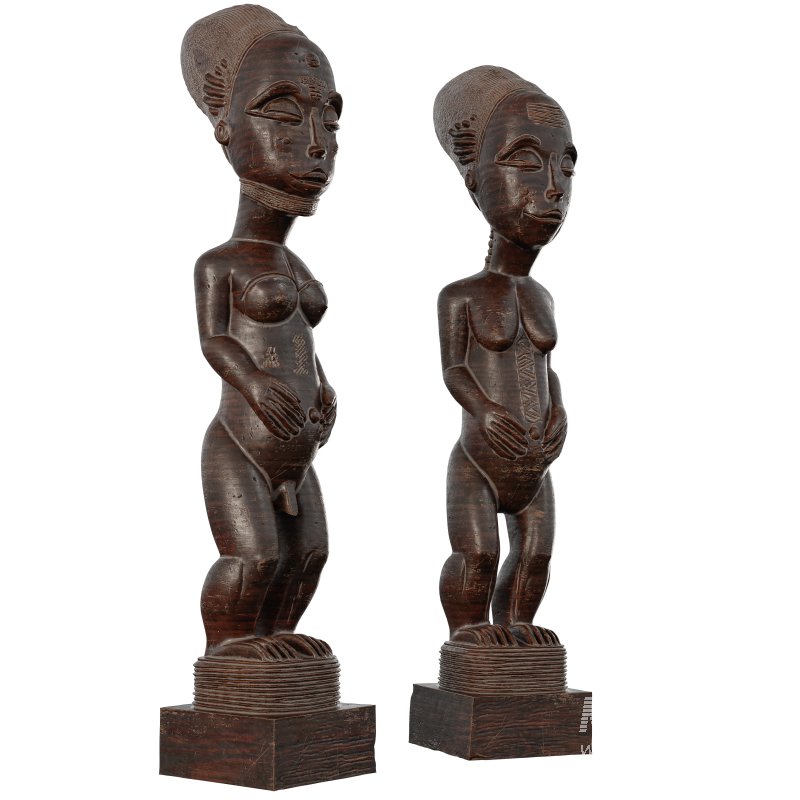 Wooden African Couple Stand Statue - Image 5