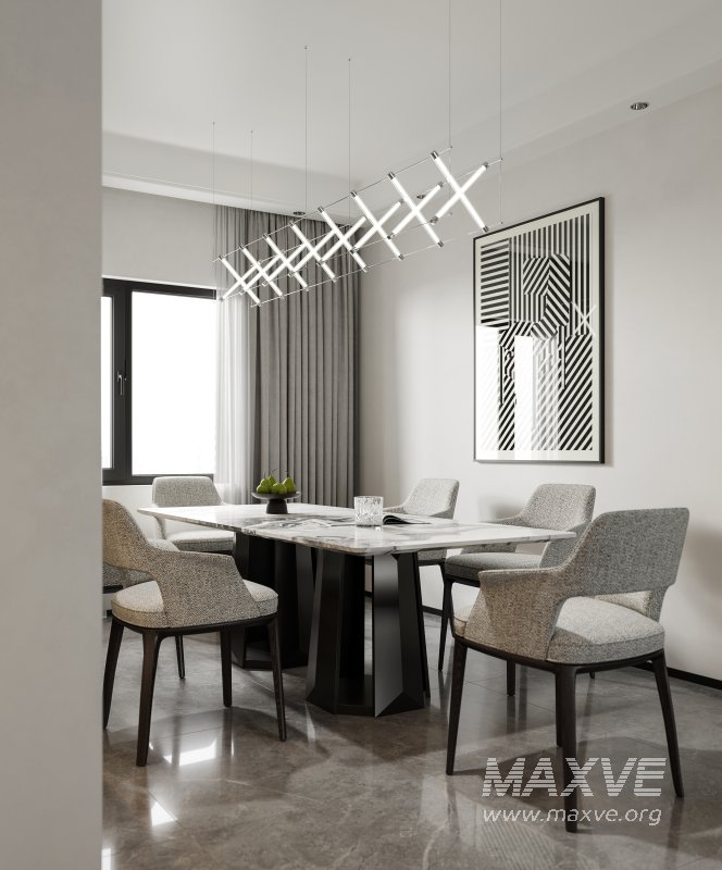Modern living room and dining room interior scene - Image 1