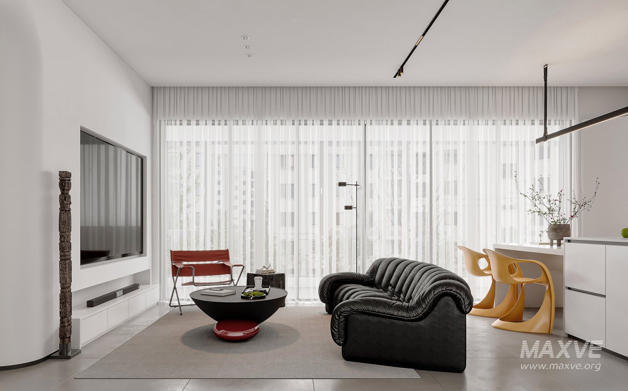 Modern living room and dining room interior scene - Image 4