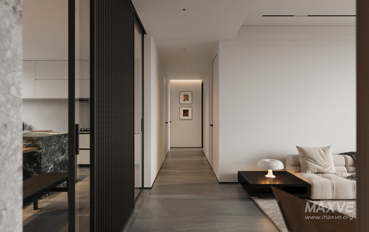 Modern living room and dining room kitchen interior scene - Image 4