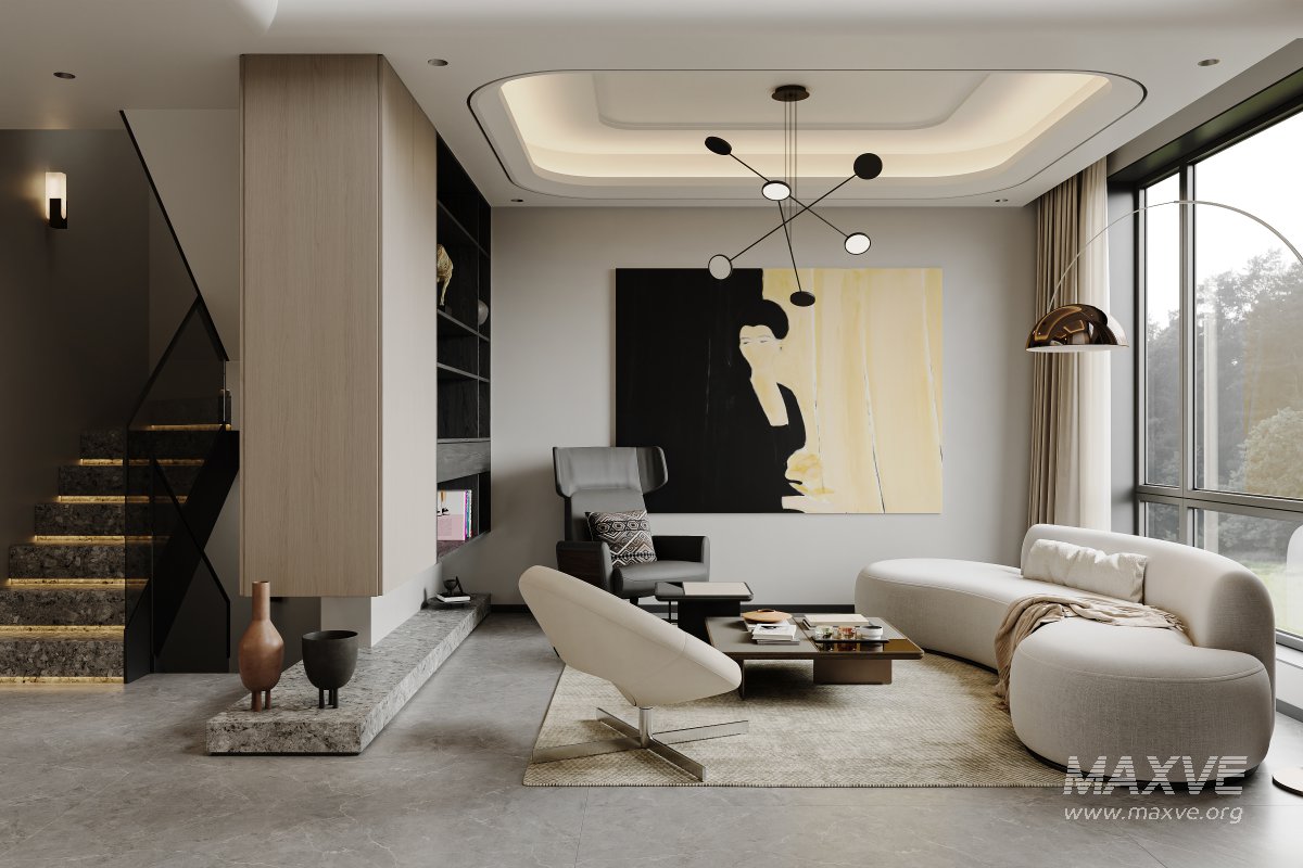 Modern living room and dining room interior scene - Image 6