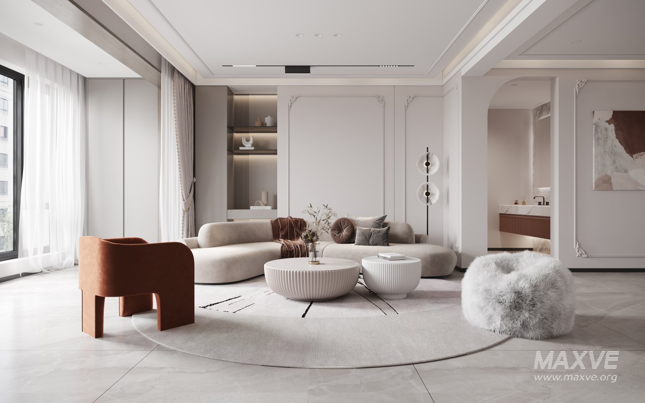 Modern living room and dining room kitchen interior scene - Image 6