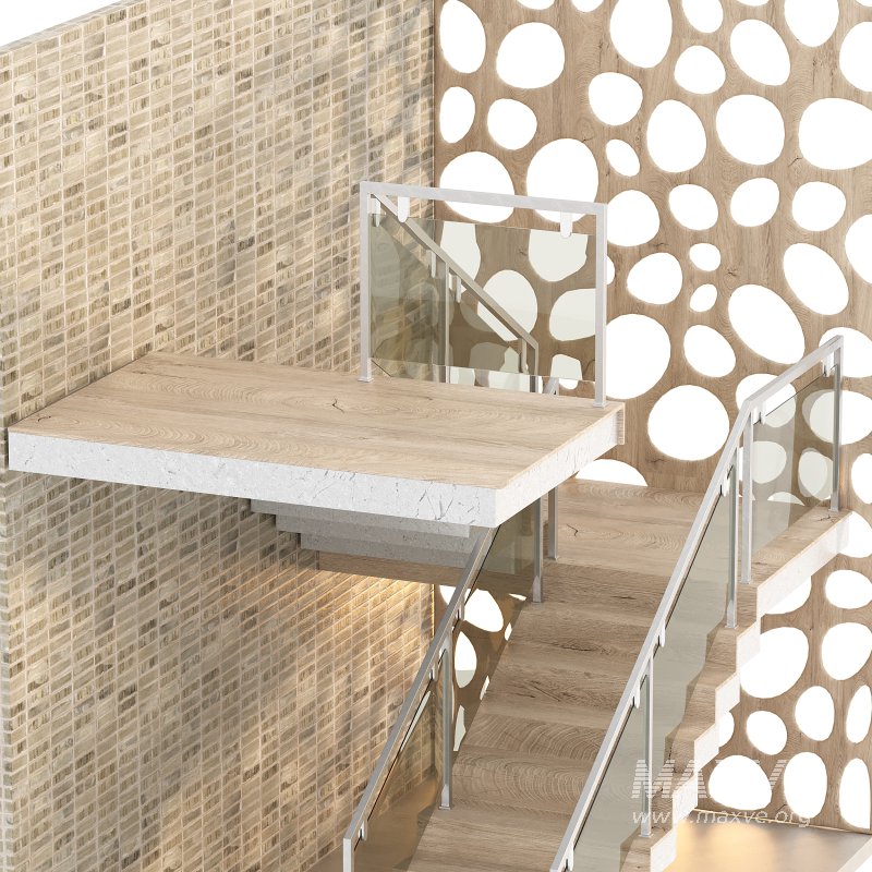 wooden staircase with brick wall - Image 6