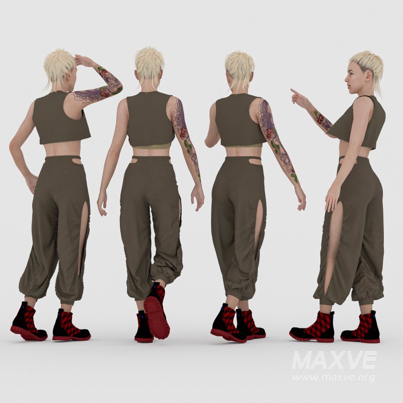 casual woman outfit in 4 poses - Image 2