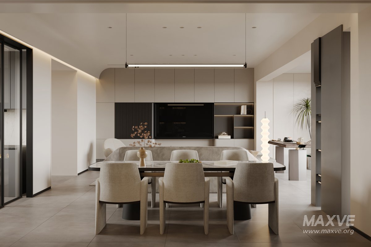 Modern living room and dining room interior scene - Image 10