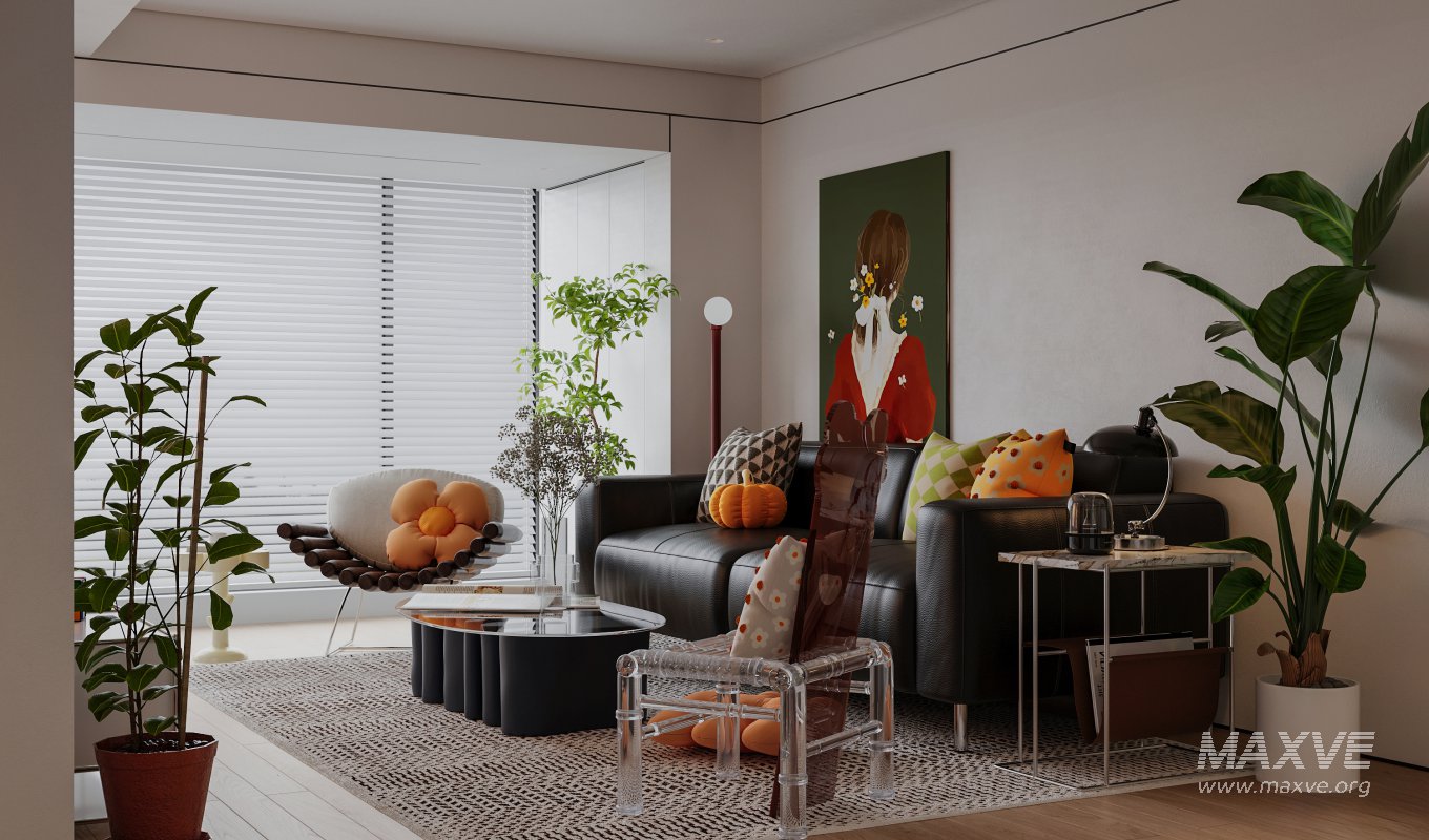 Modern living room and dining room interior scene - Image 6