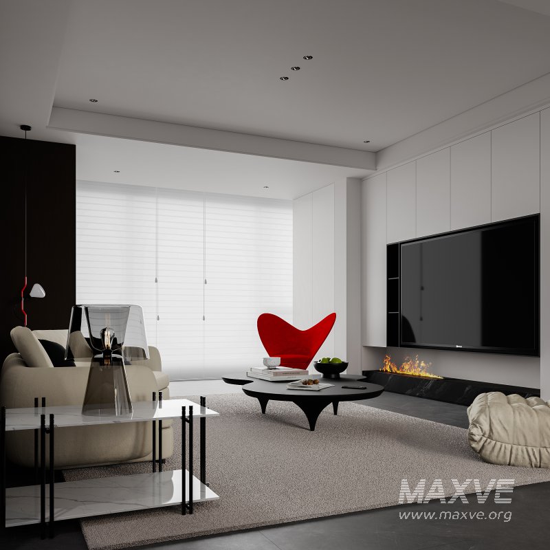 Modern living room and dining room interior scene - Image 7
