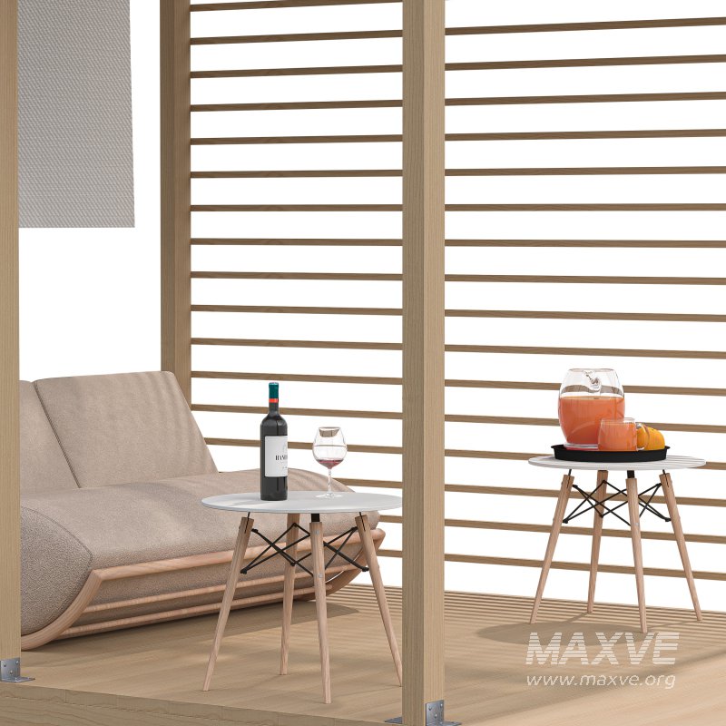 Pergola 3D Scene – Modern Outdoor Lounge and Dining Area - Image 5