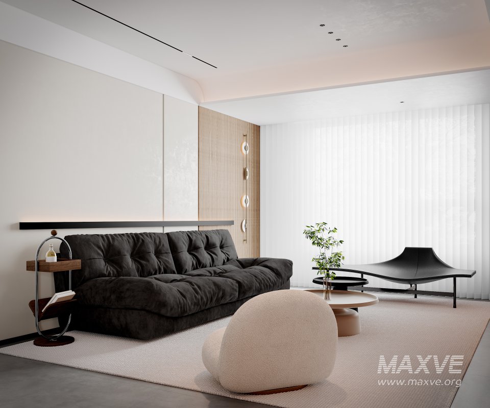 Modern living room and dining room interior scene - Image 2